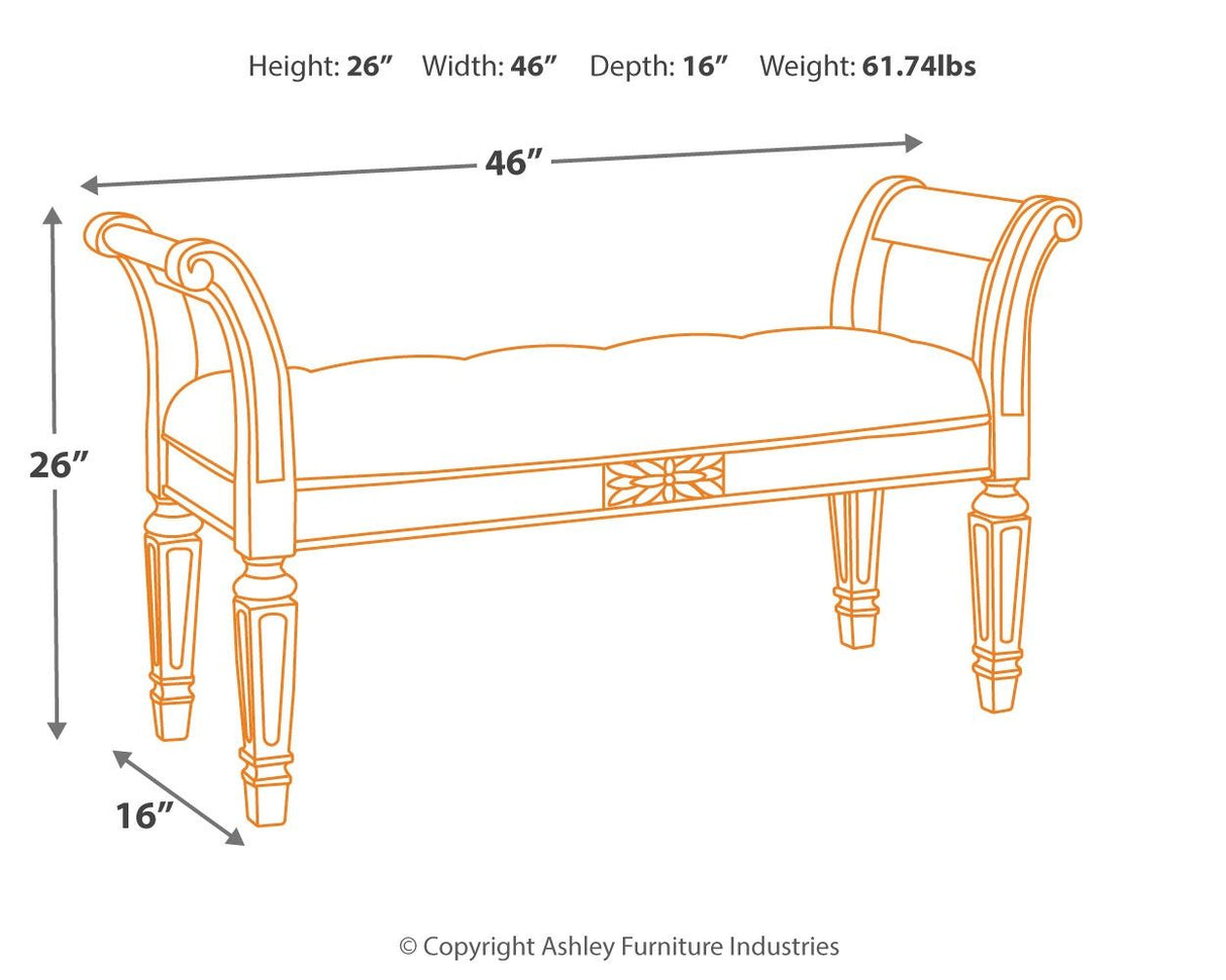 Realyn - Antique White - Accent Bench by Signature Design by Ashley® | Bel Furniture