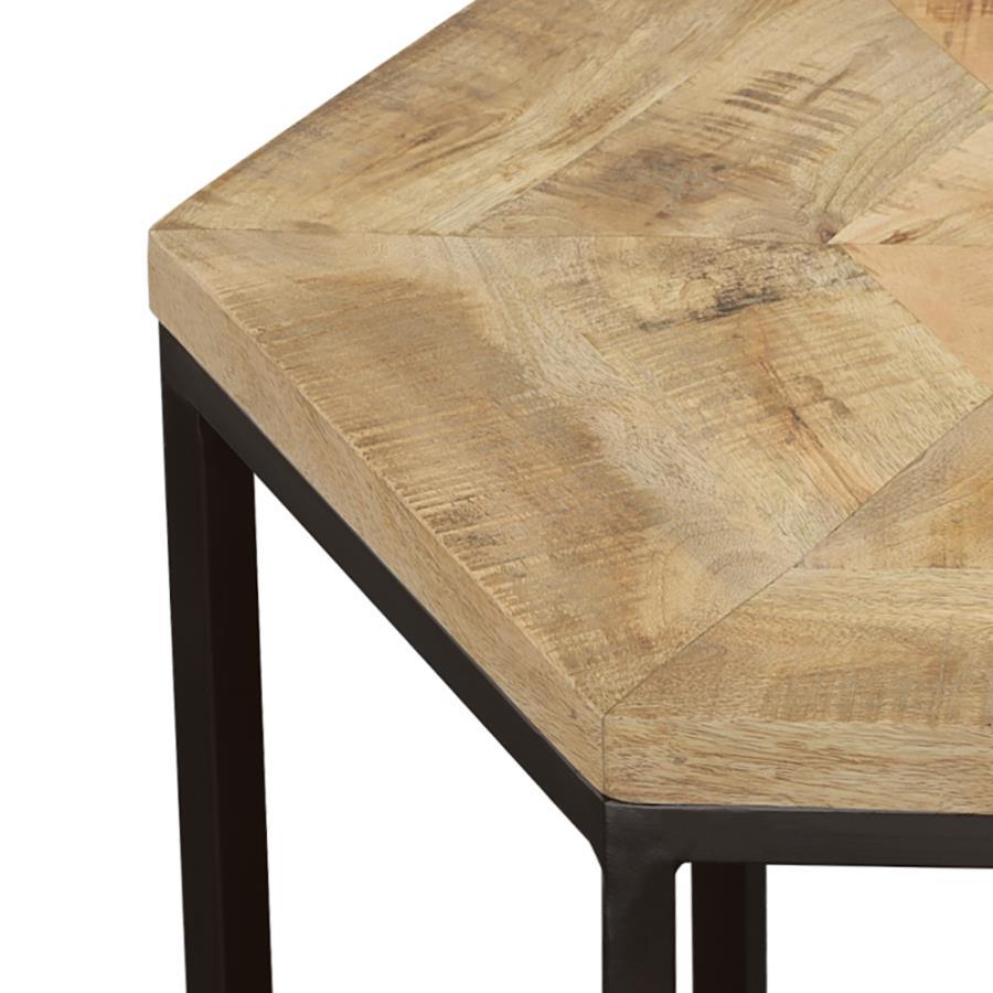 Adger - 2 Piece Hexagonal Nesting Tables - Natural And Black by CoasterEssence | Bel Furniture