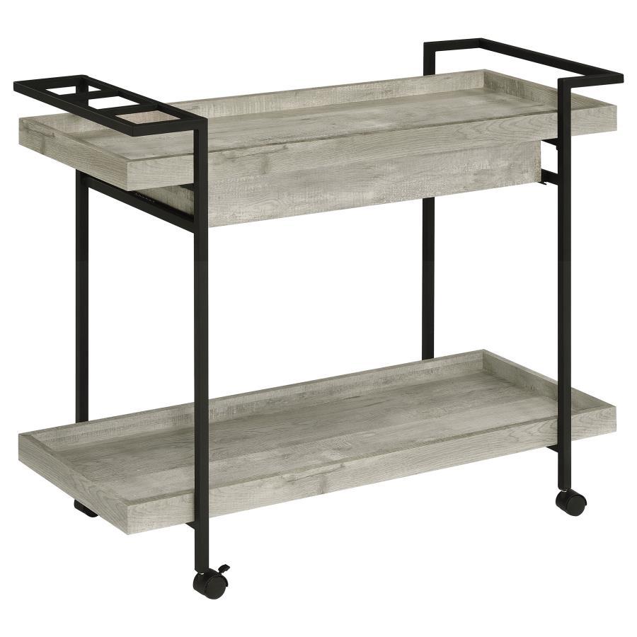 Ventura - 1-Drawer Engineered Wood Bar Cart - Gray Driftwood by Coaster Fine Furniture | Bel Furniture