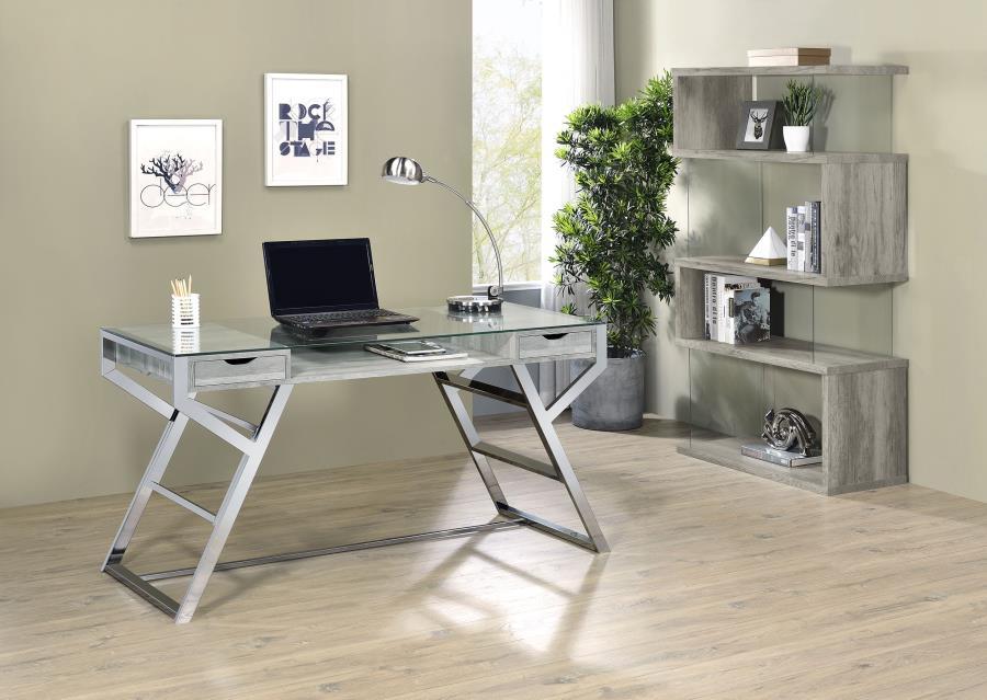 Emelle - 4-Shelf Glass Panel Bookshelf by CoasterEveryday | Bel Furniture