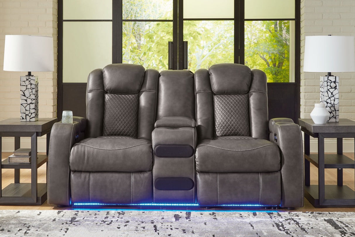Fyne-dyme - Power Reclining Loveseat With Console/Adj Hdrst by Signature Design by Ashley® | Bel Furniture