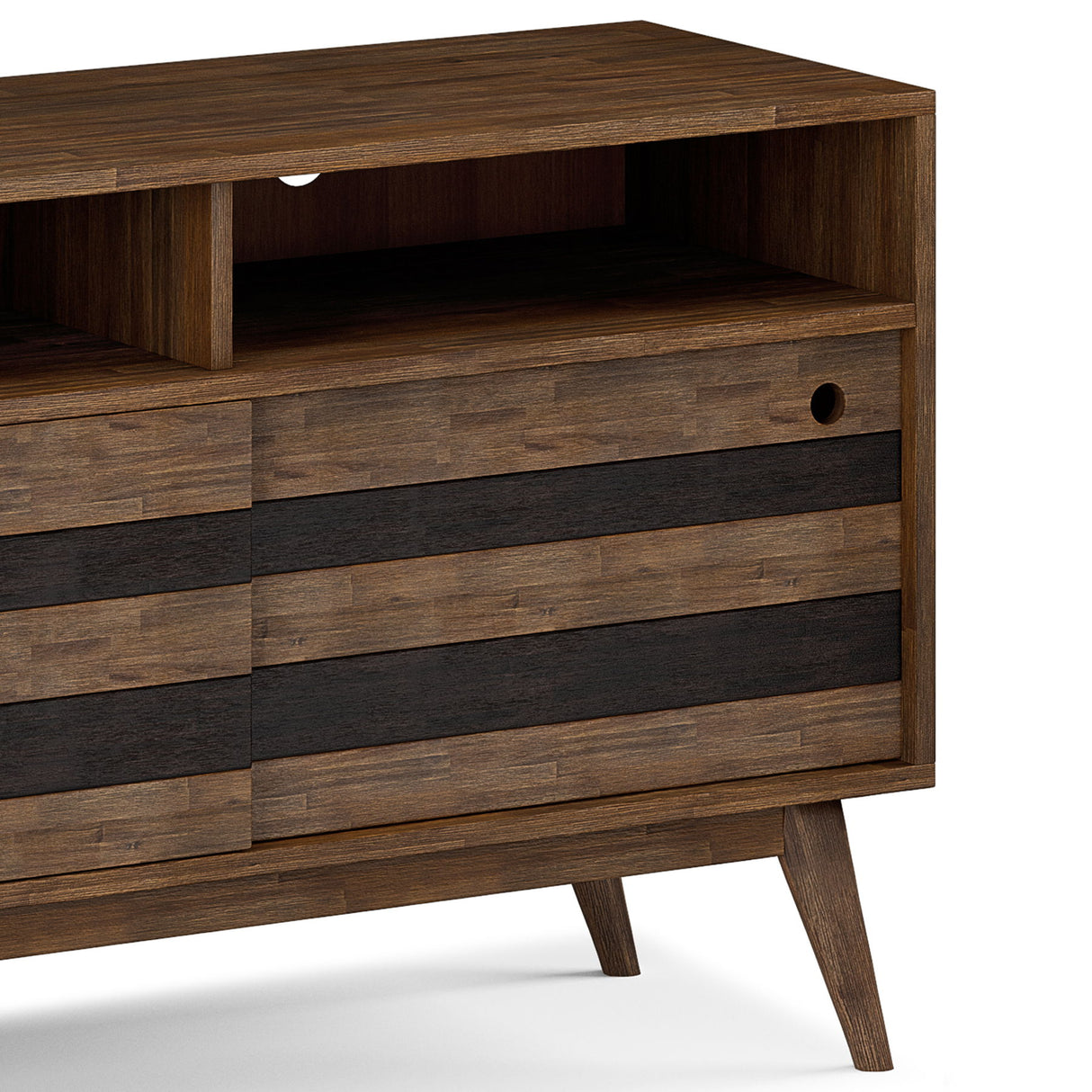 Clarkson - TV Stand - Rustic Natural Aged Brown by Simpli-Home | Bel Furniture