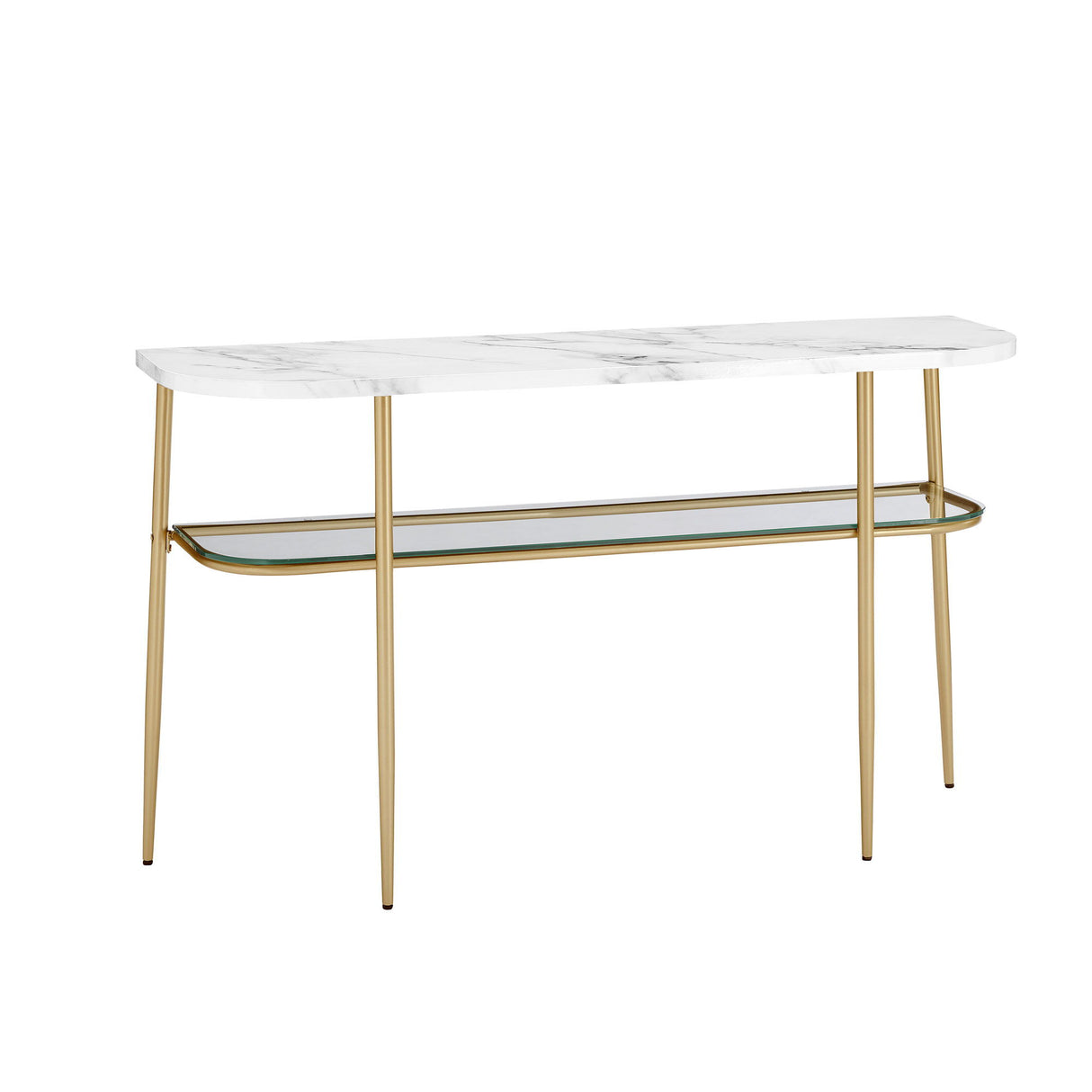 Modern Minimal Curved Faux Marble Entry Table - Gray / Gold by Walker Edison | Bel Furniture