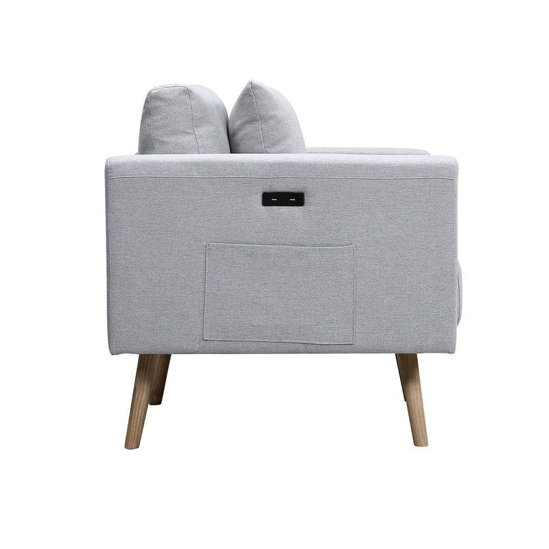 Easton - Linen Fabric Sofa With USB Charging Ports Pockets And Pillows by Lilola Home | Bel Furniture