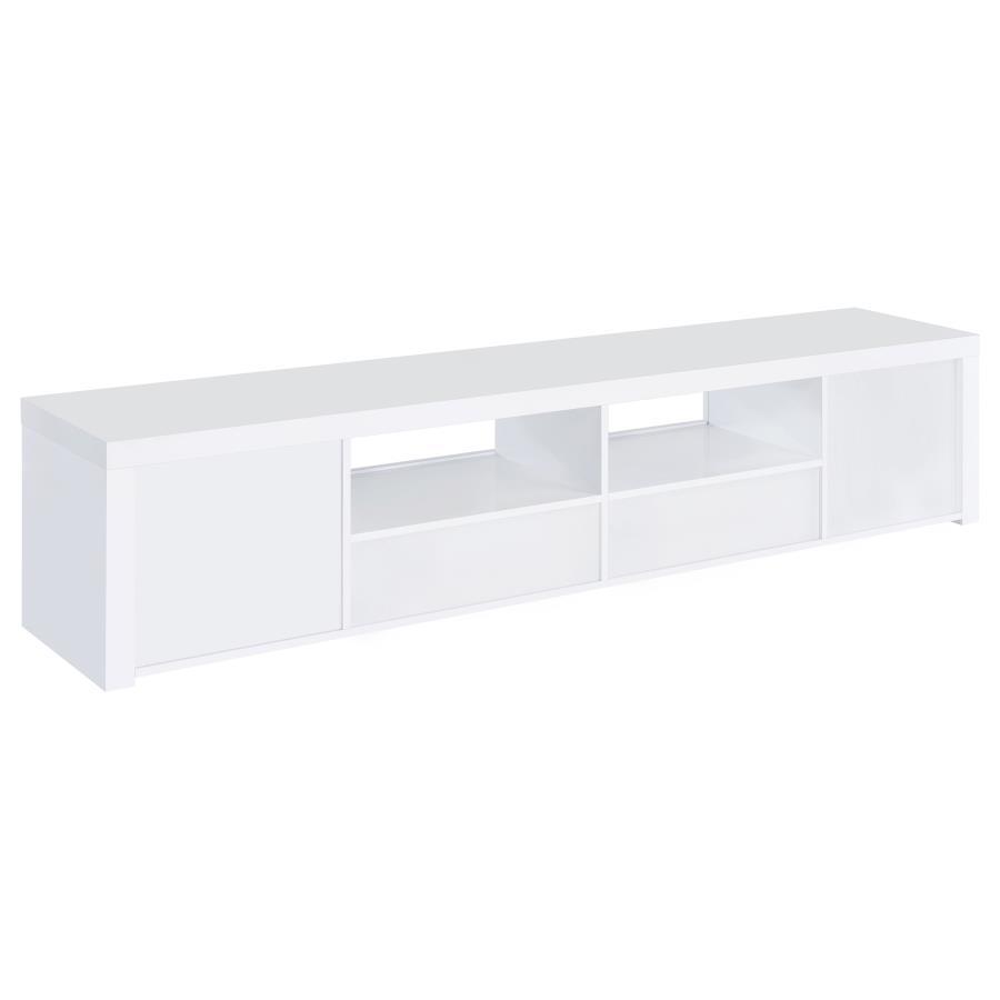 Jude - 2 Door Engineered Wood TV Stand - High Gloss White by Coaster Fine Furniture | Bel Furniture