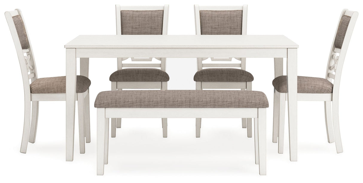 Erinberg - Antique White - Dining Room Table Set (Set of 6) by Signature Design by Ashley® | Bel Furniture