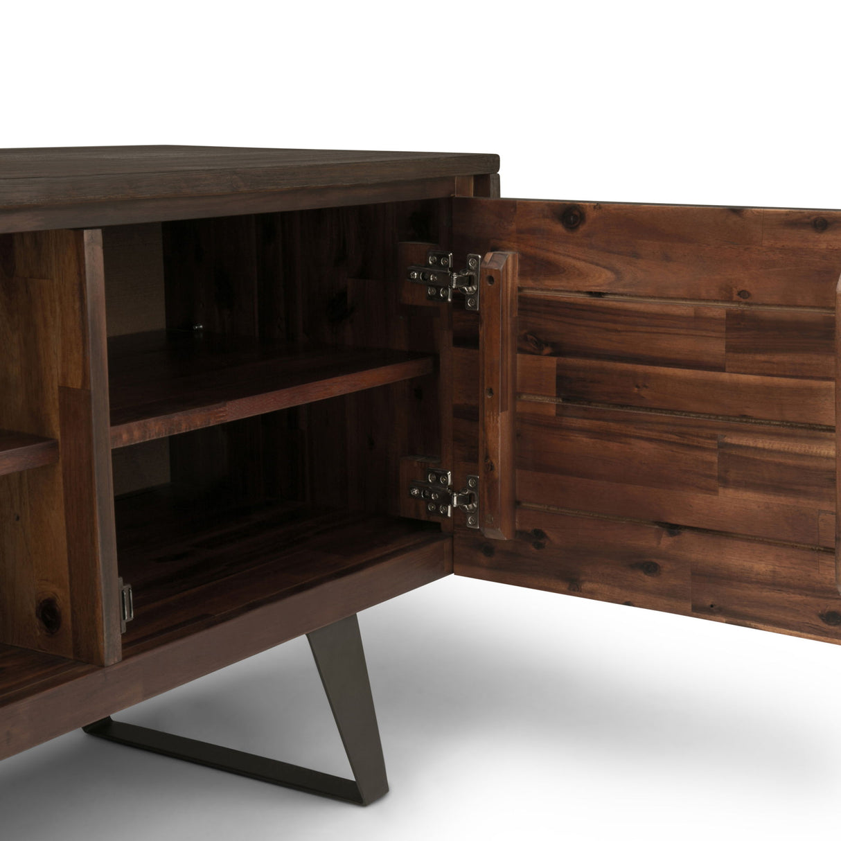 Lowry - TV Media Stand - Distressed Charcoal Brown by Simpli-Home | Bel Furniture