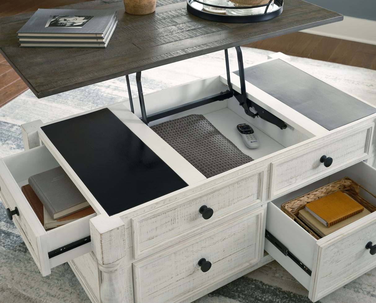 Havalance - White / Gray - Lift Top Cocktail Table with Storage Drawers by Signature Design by Ashley® | Bel Furniture