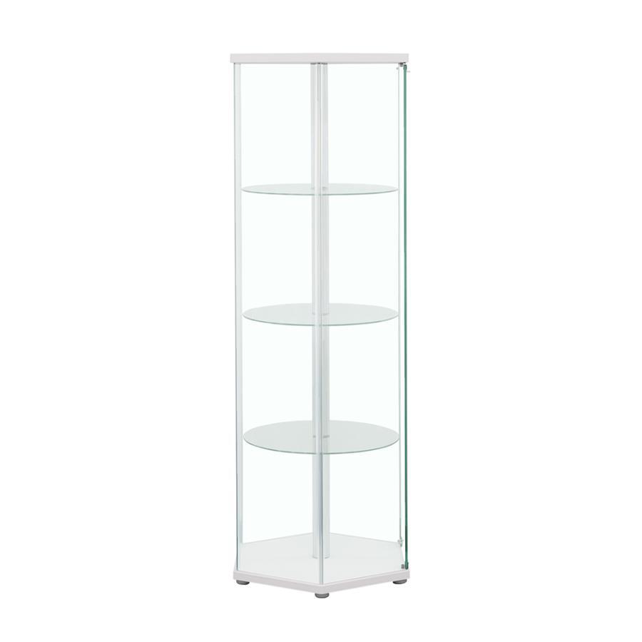 Zahavah - 4-Shelf Hexagonal Clear Glass Curio Cabinet by CoasterEveryday | Bel Furniture