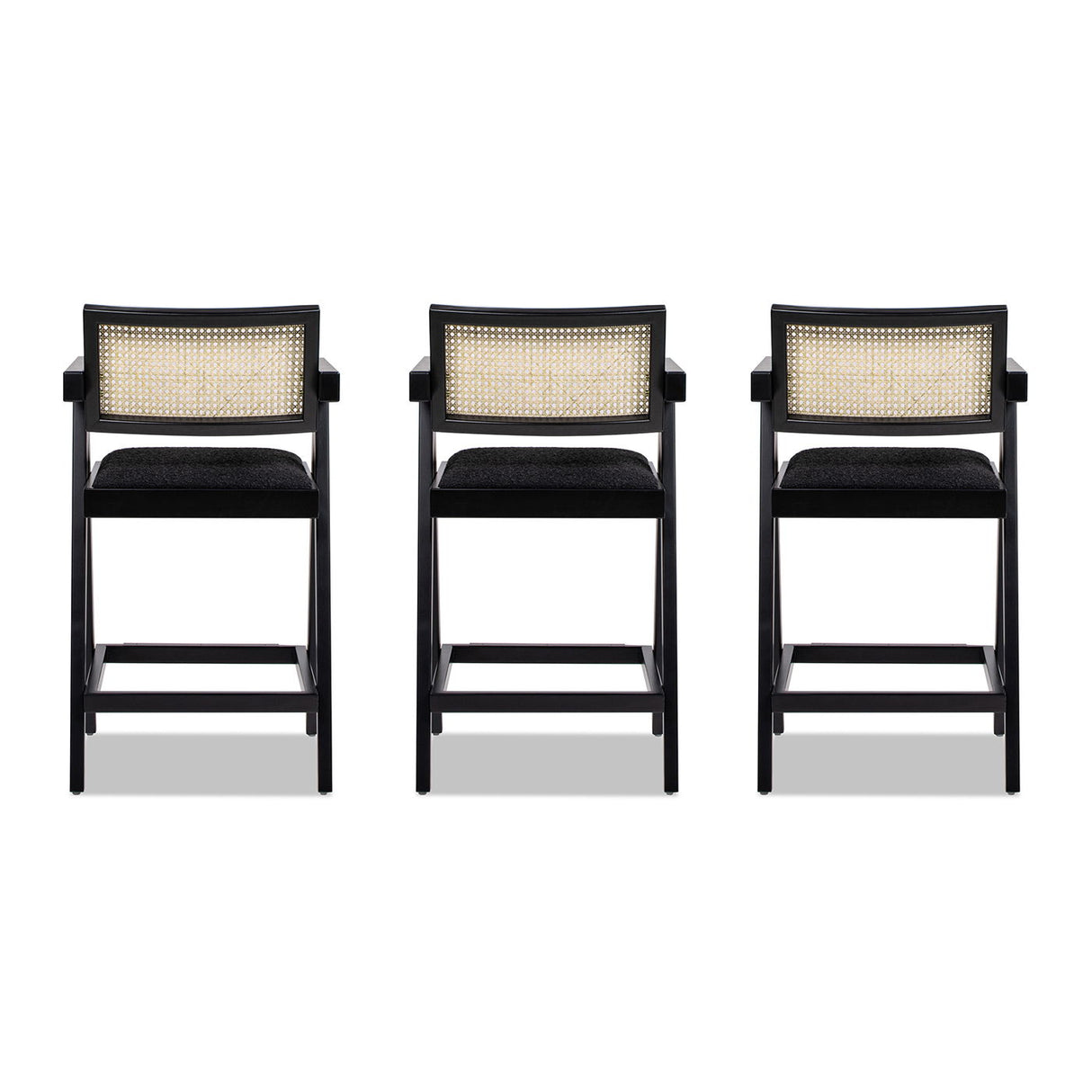 Milan - Modern Webbing Back Stool With Arms (Set of 3) by Jennifer Taylor Home | Bel Furniture