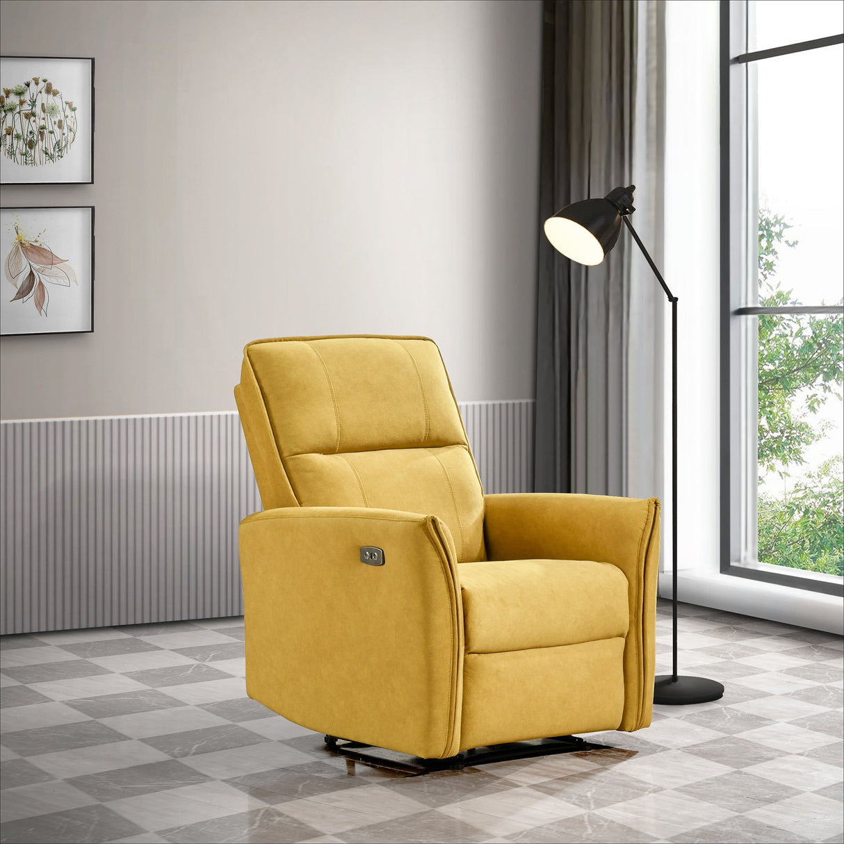Suede Recliner Chair - Dark Yellow