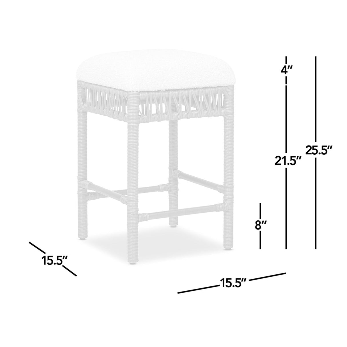 Lucia - Backless Upholstered Counter Stool With Frame - Ivory White by Jennifer Taylor Home | Bel Furniture