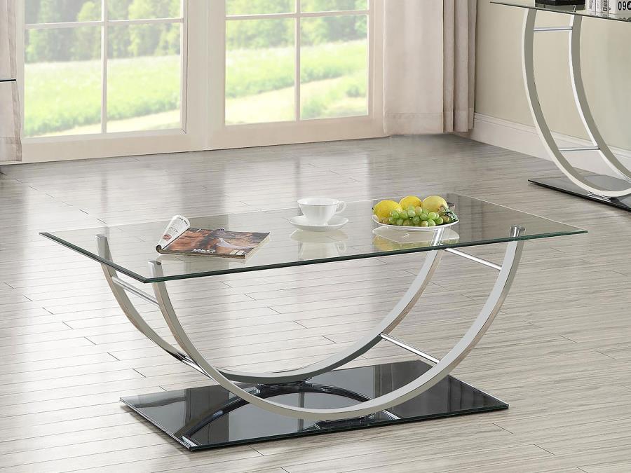 Danville - Rectangular U-Shaped Glass Top Table by CoasterEssence | Bel Furniture