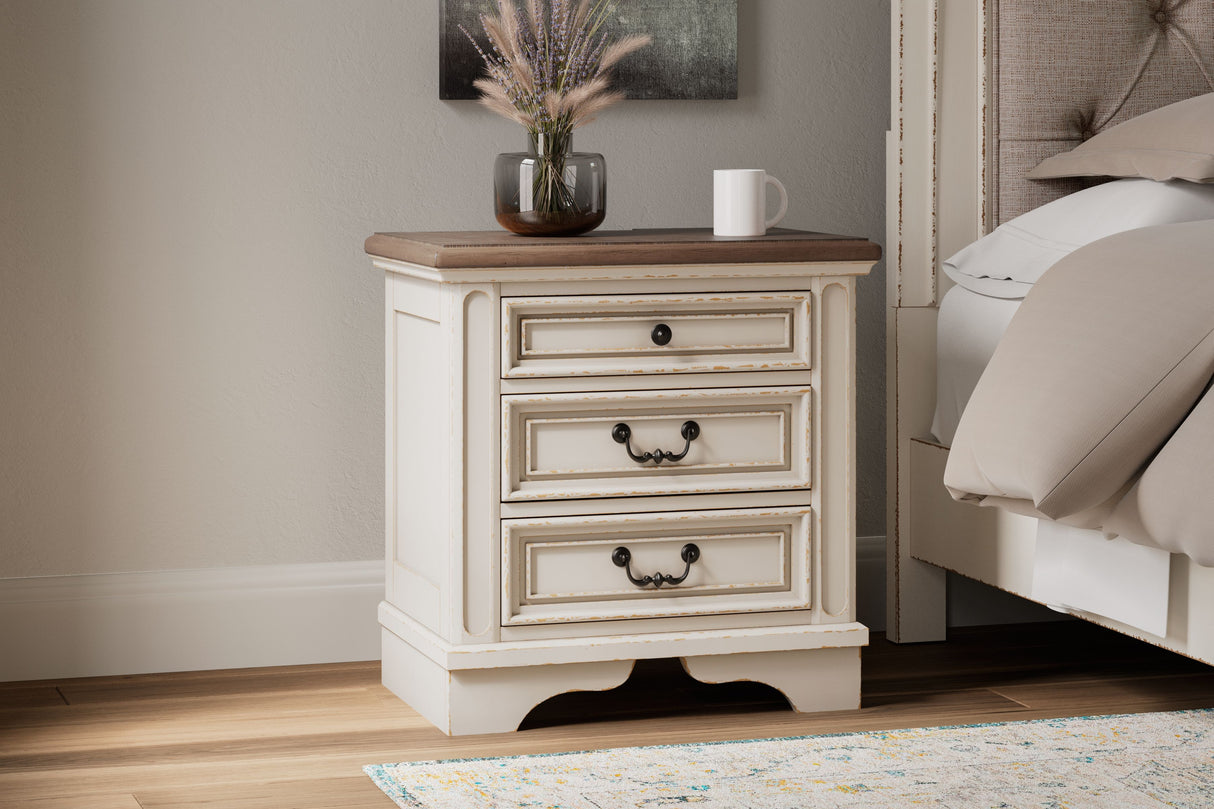 Realyn - White / Brown / Beige - Three Drawer Night Stand by Signature Design by Ashley® | Bel Furniture