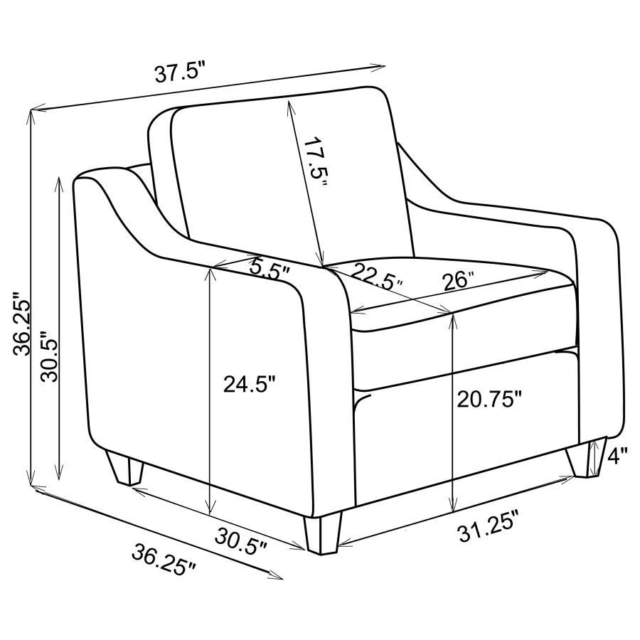 Christine - Upholstered Sloped Arm Sofa Set by CoasterElevations | Bel Furniture