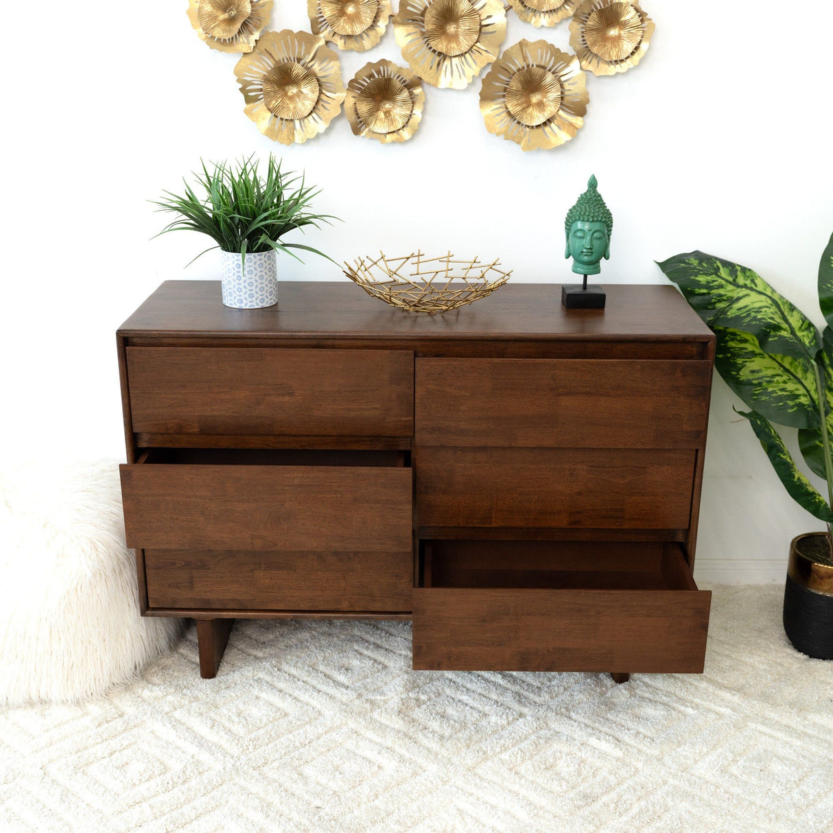 Dubrovnik - Mid-Century Modern Dresser With 6 Drawers - Brown by Ashcroft Furniture | Bel Furniture