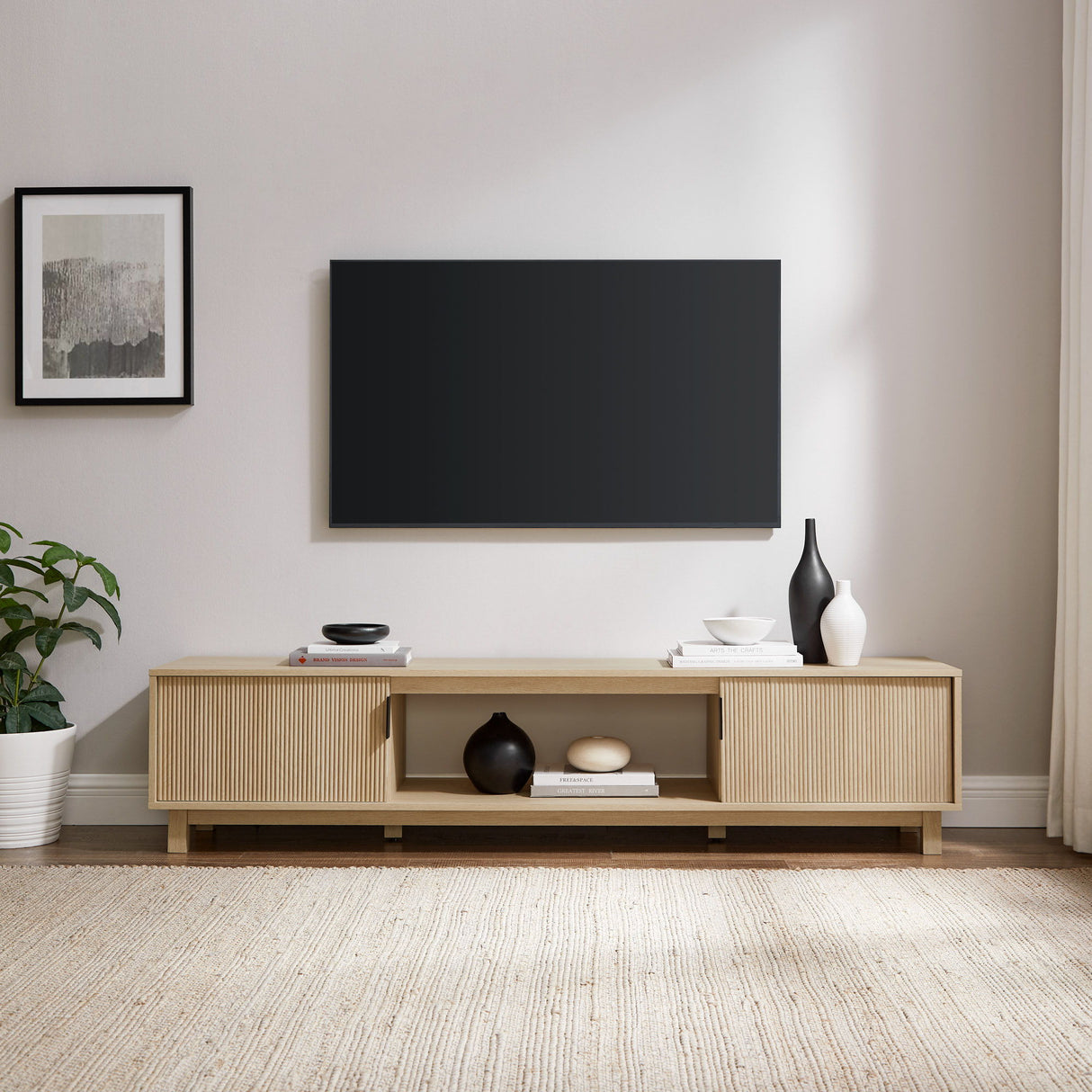 Modern Fluted Door Minimalist TV Stand by Walker Edison | Bel Furniture