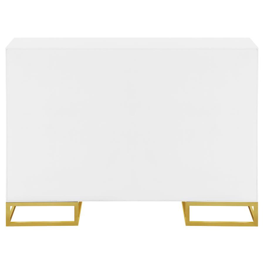 Elsa - 2 Door Wood Storage Accent Cabinet - White And Gold by CoasterEssence | Bel Furniture