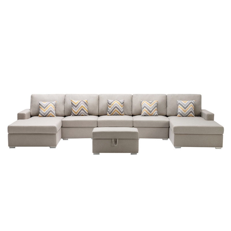 Nolan - Fabric 6 Piece Sectional Sofa With Pillows And Interchangeable Legs by Lilola Home | Bel Furniture