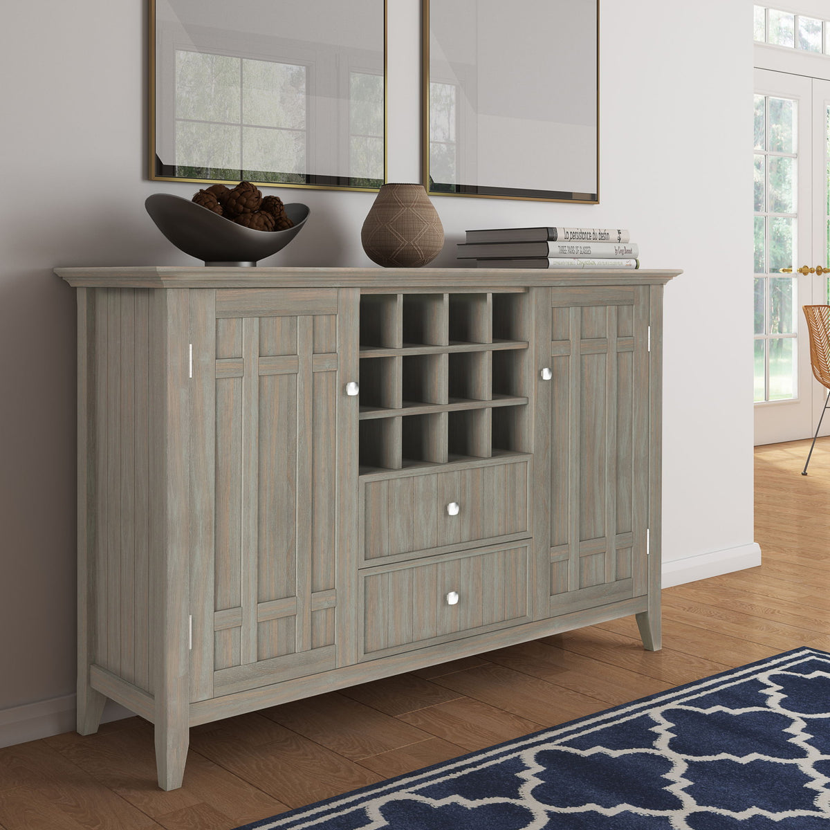 Bedford - Sideboard Buffet And Wine Rack - Light Brown