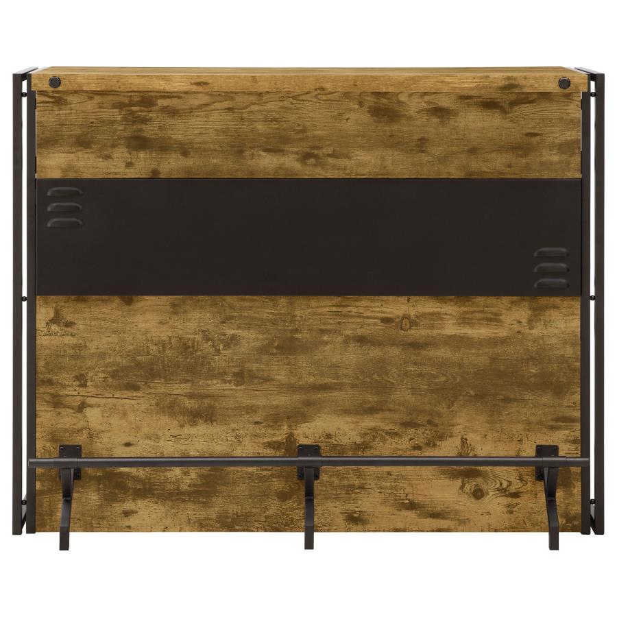 Renaldi - 3-Shelf Home Bar Wine Cabinet - Rustic Nutmeg by CoasterEveryday | Bel Furniture