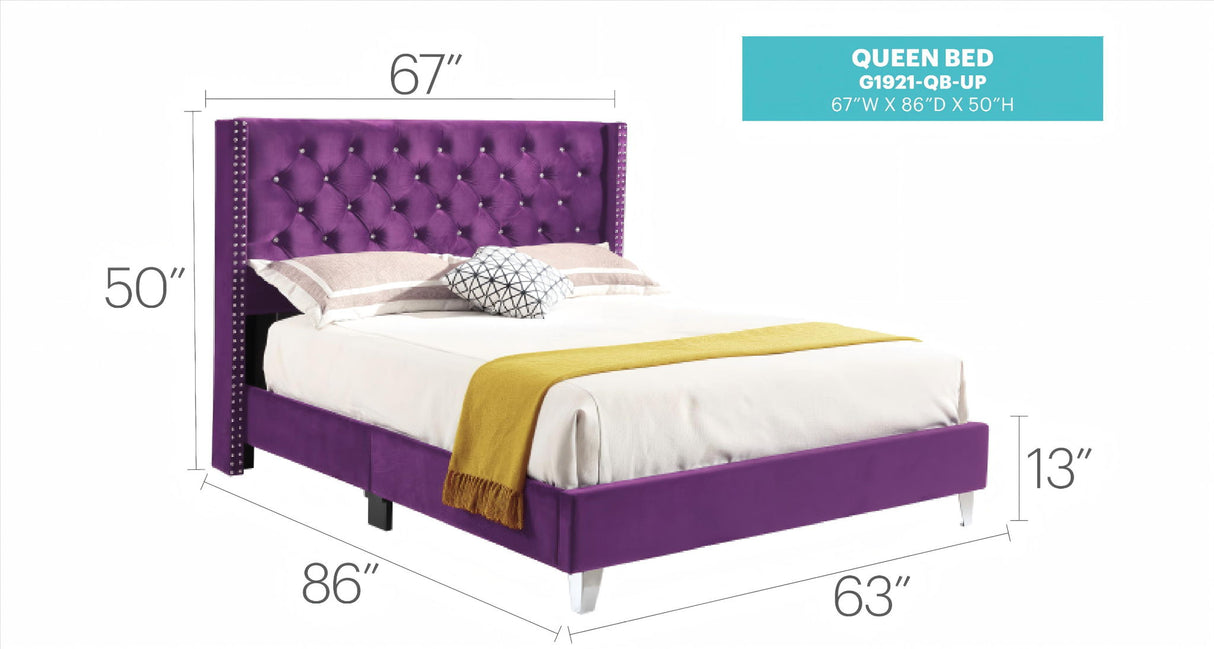 Upholstered Nailhead Trim Chic Bed - view 29