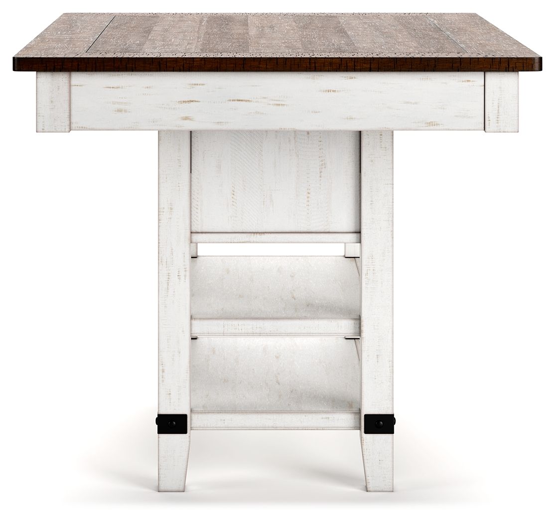 Valebeck - Rect Dining Room Counter Table With Wine Rack - White / Brown