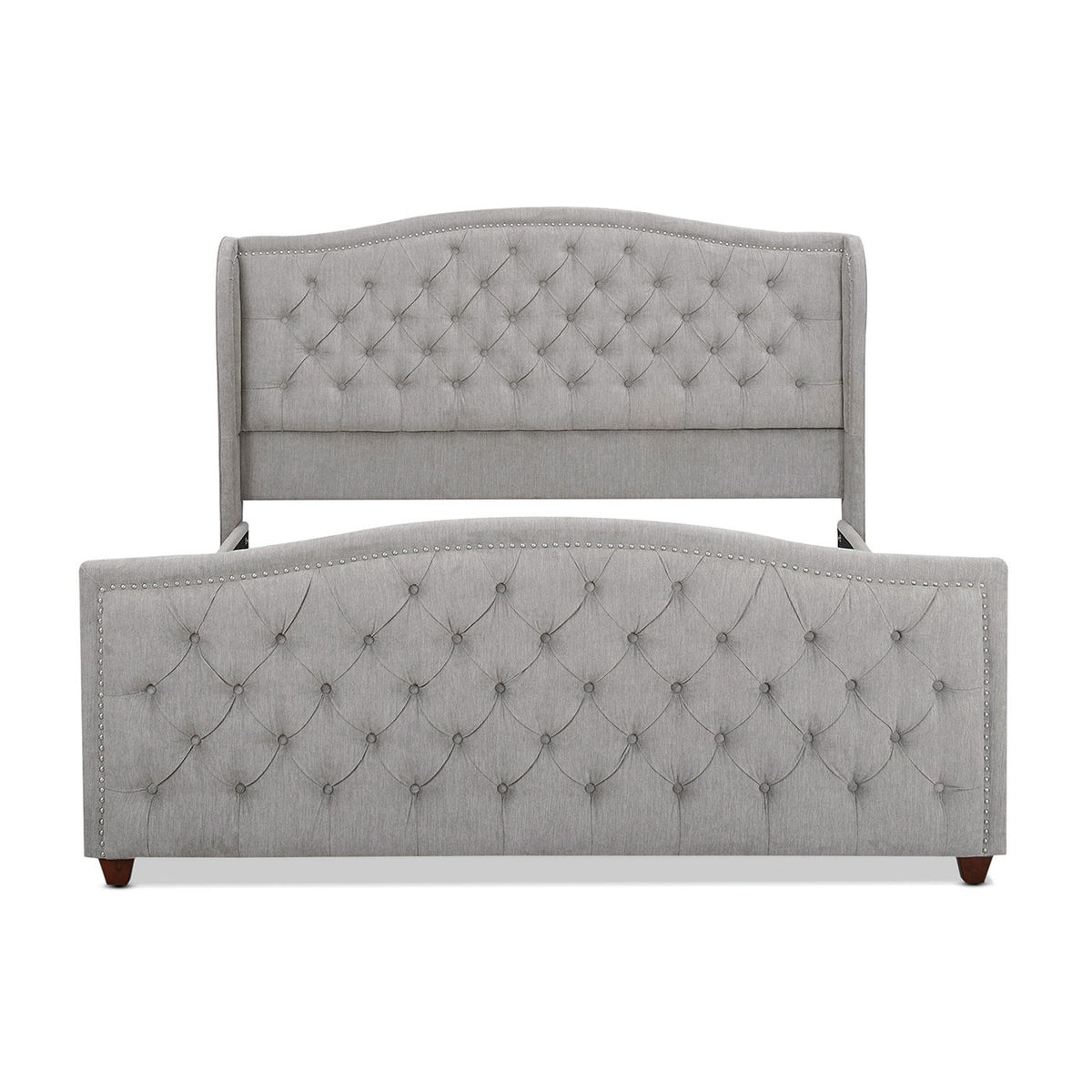 Marcella - King Upholstered Shelter Headboard Bed Set - Silver Gray