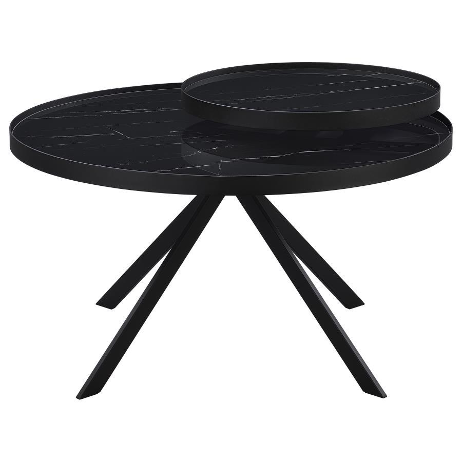 Briggs - Round Marble Printed Glass Top Coffee Table by Coaster Fine Furniture | Bel Furniture