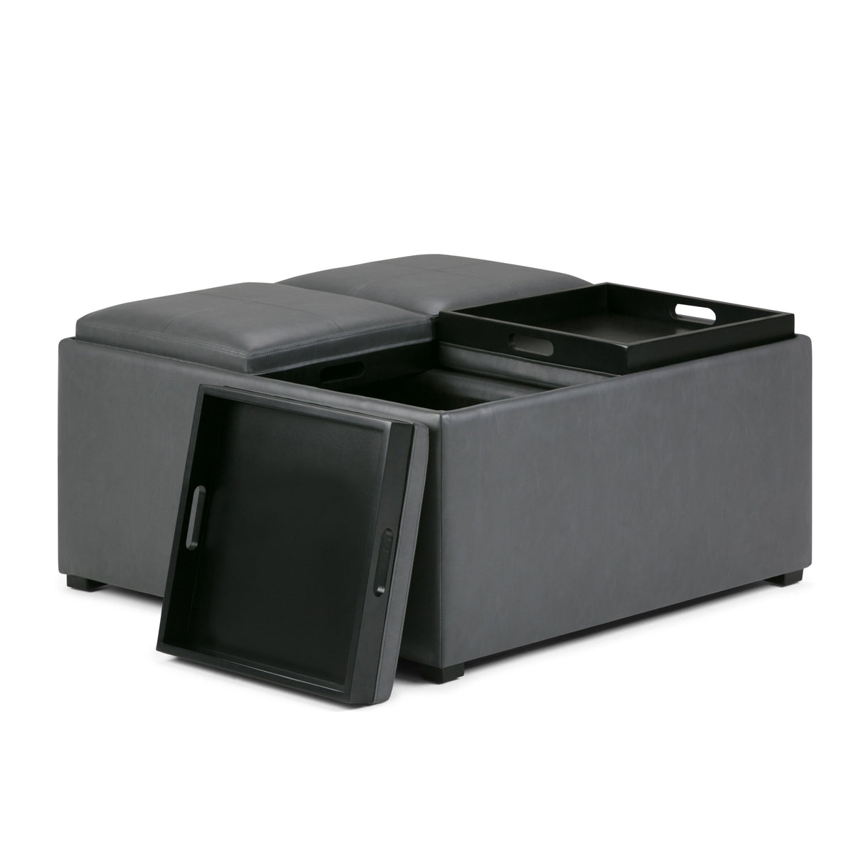 Avalon - Square Coffee Table, Storage Ottoman by Simpli-Home | Bel Furniture