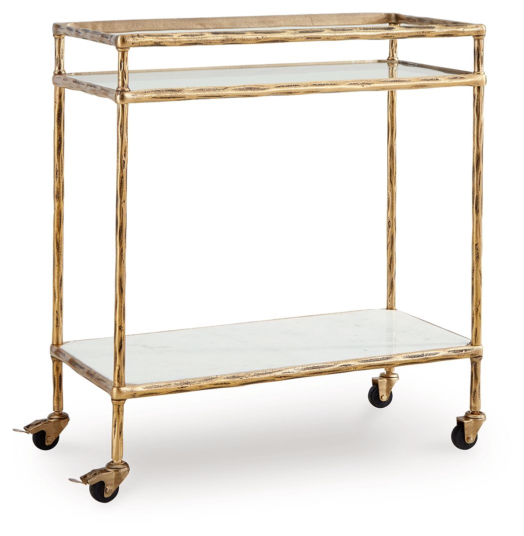 Plattfield - Antique Gold Finish - Bar Cart by Signature Design by Ashley® | Bel Furniture
