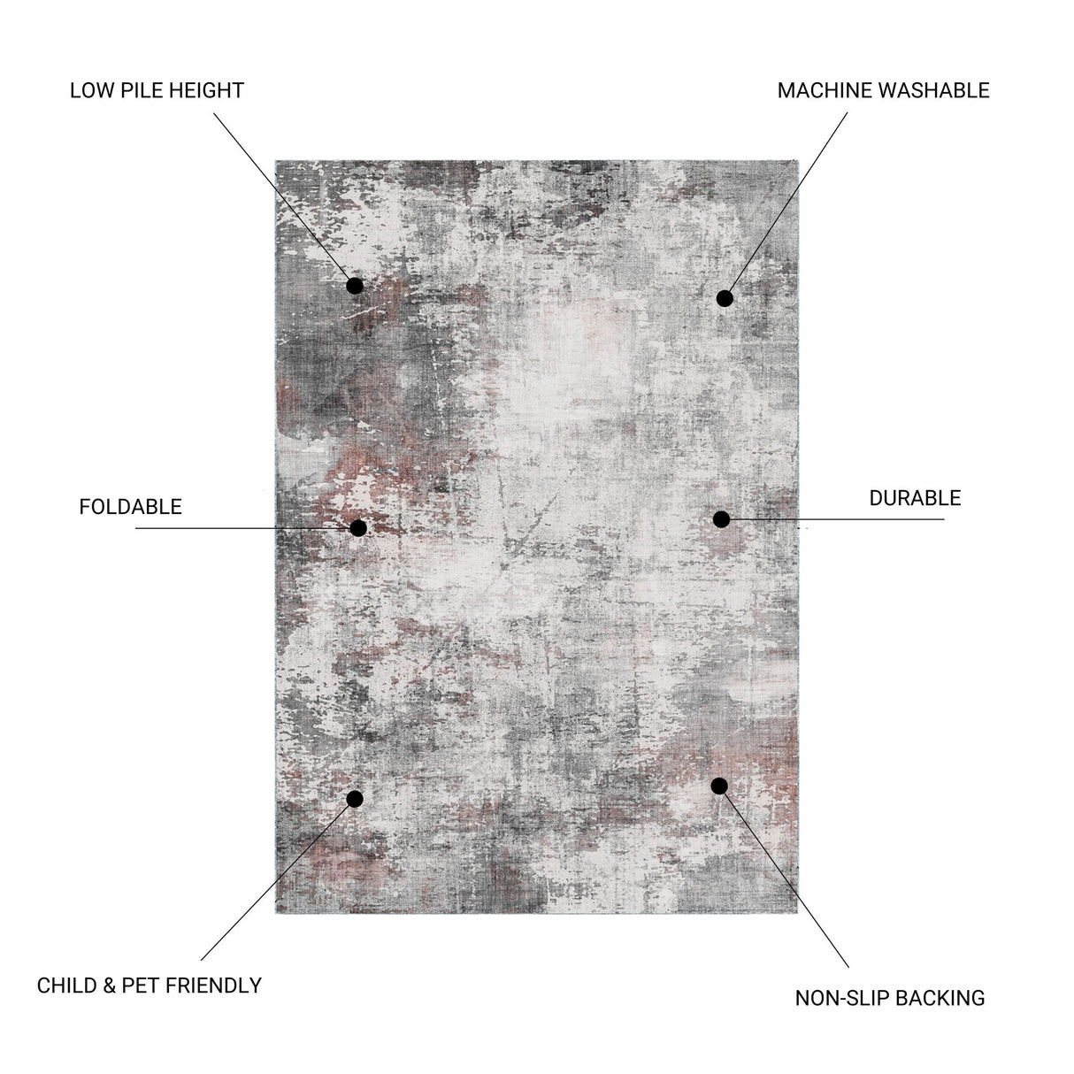 Toucan - Washable Non - Slip Area Rug - Ivory / Dark Gray by Icona Home Decor | Bel Furniture