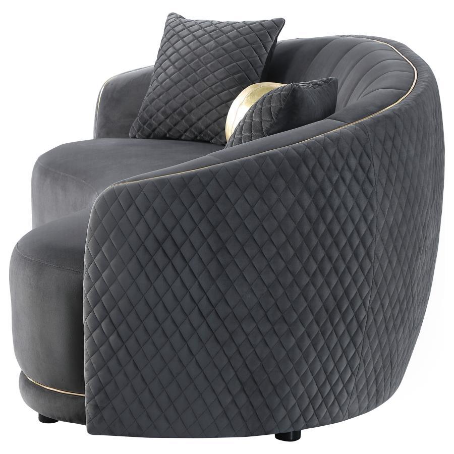 Brookside - Velvet Upholstered Curved Sofa - Dark Gray by CoasterEveryday | Bel Furniture