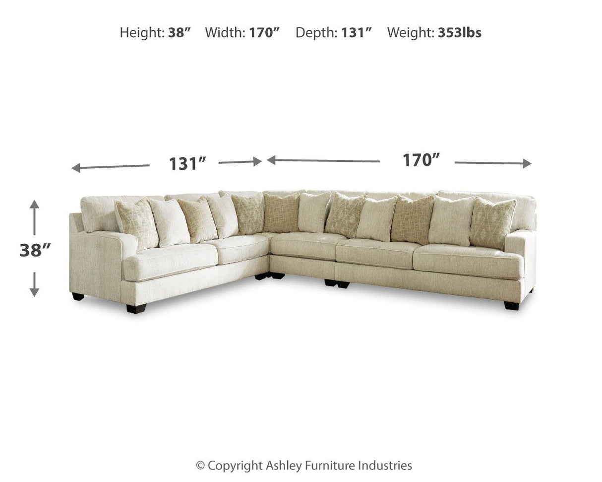 Rawcliffe - Left Arm Facing Sofa 4 Pc Sectional - Parchment