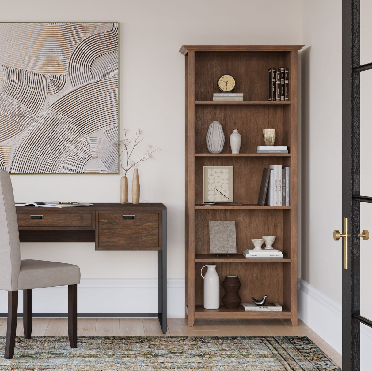 Amherst - 5 Shelf Bookcase, Handcrafted by Simpli-Home | Bel Furniture