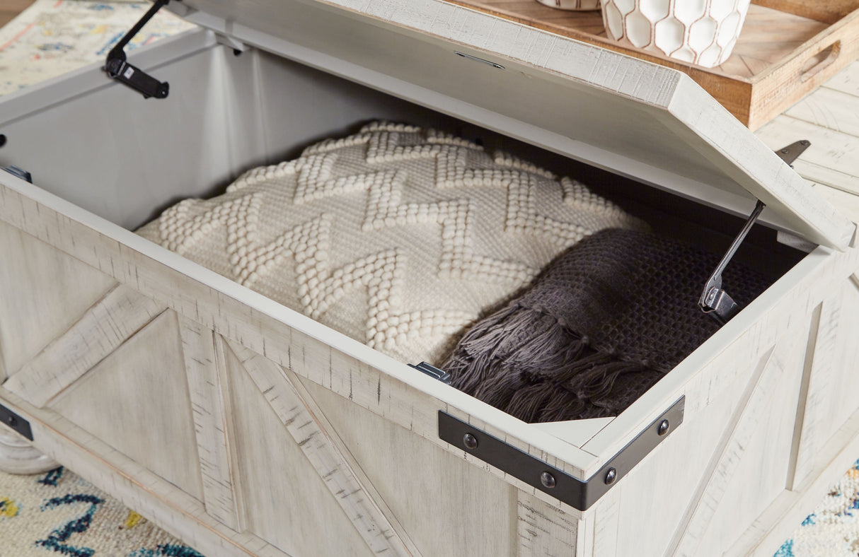 Carynhurst - Whitewash - Cocktail Table with Storage by Signature Design by Ashley® | Bel Furniture