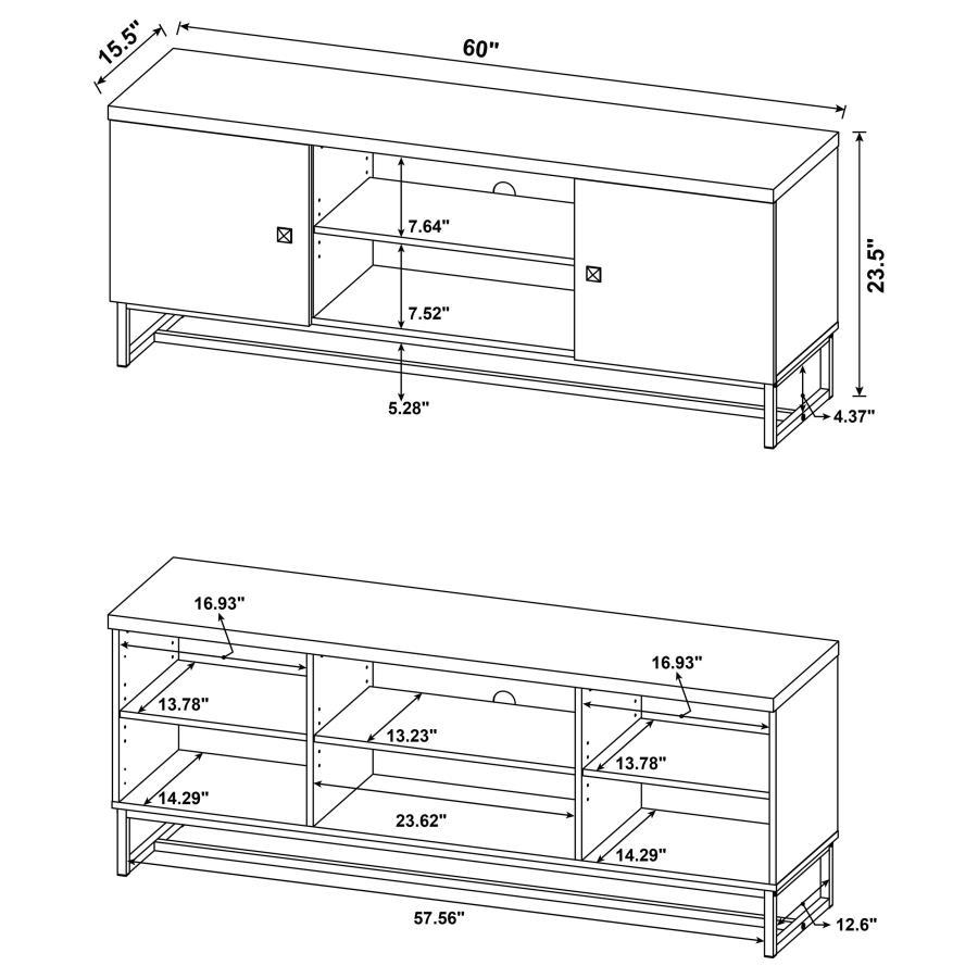 Myles - 2 Door Engineered Wood TV Stand - Rustic Oak by CoasterEssence | Bel Furniture