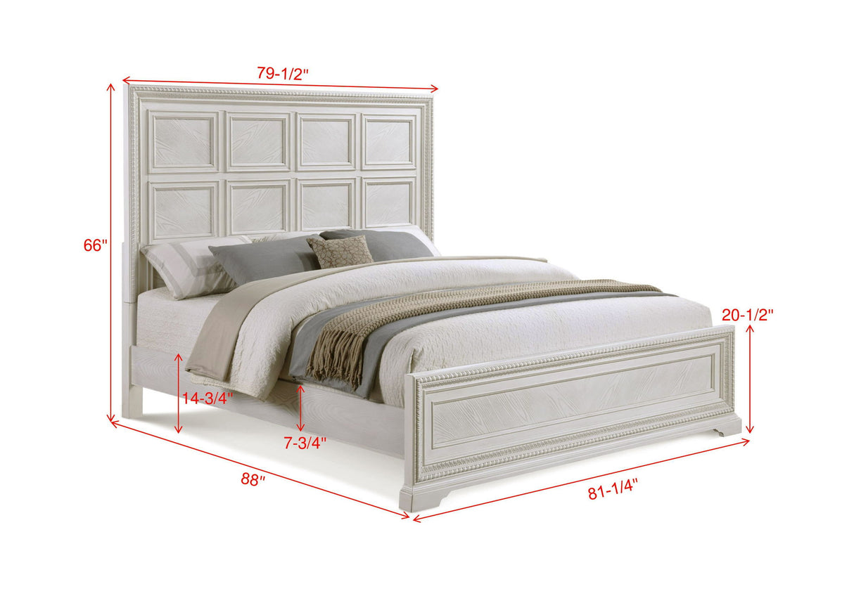 Alexandria - King Panel Bed - White