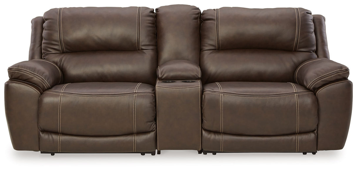 Dunleith - Power Reclining Sectional Dark Brown 3 Pc. Power Reclining Loveseat With Console by Signature Design by Ashley® | Bel Furniture