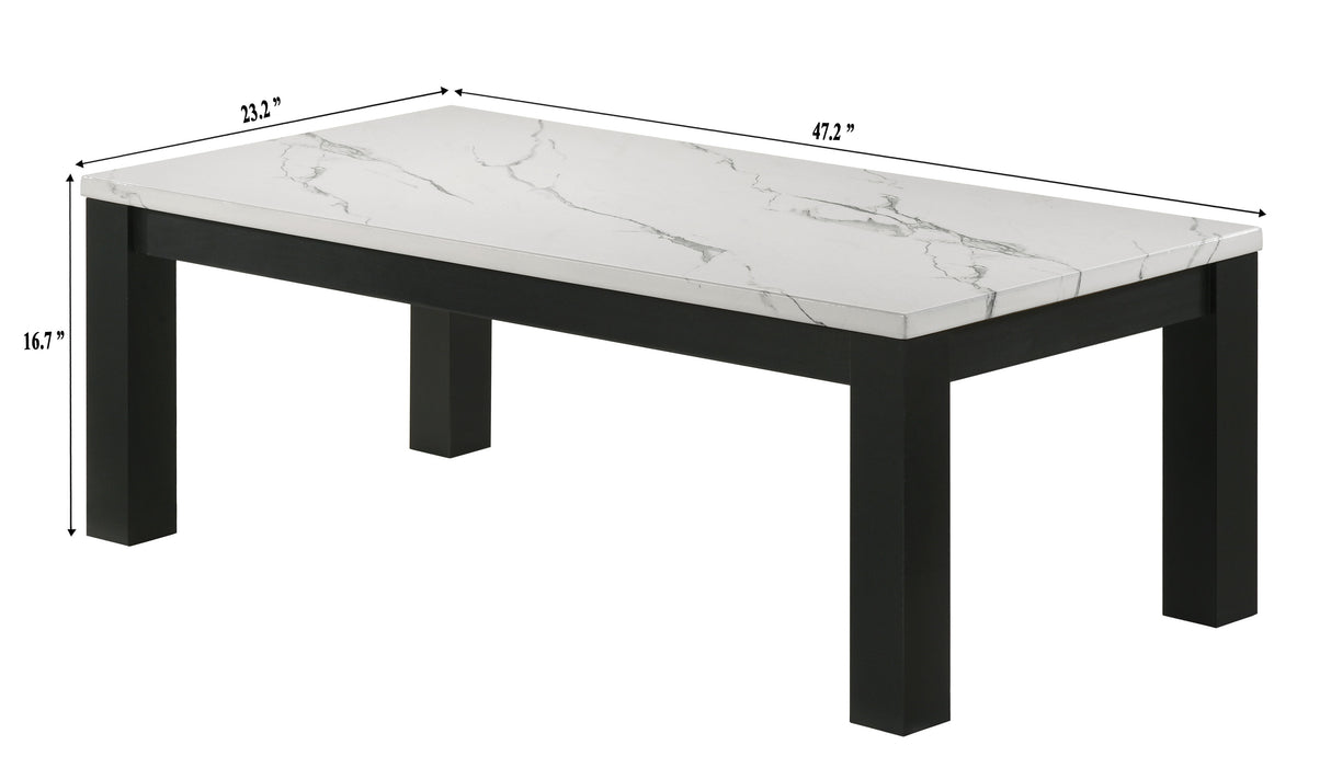 Ivy - 3 Piece Faux Marble White Cocktail Set - White / Black by Crown Mark | Bel Furniture