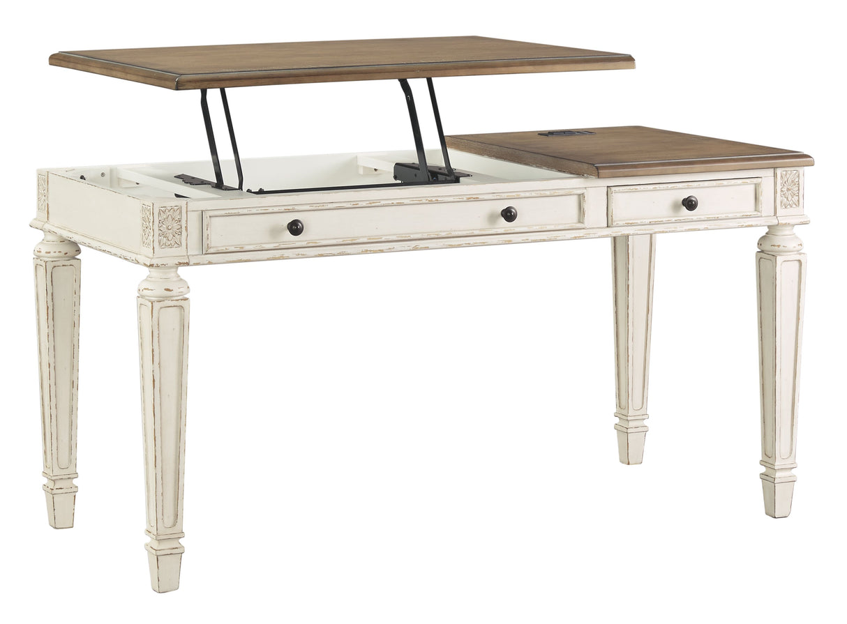 Realyn - White / Brown - Home Office Lift Top Desk by Signature Design by Ashley® | Bel Furniture