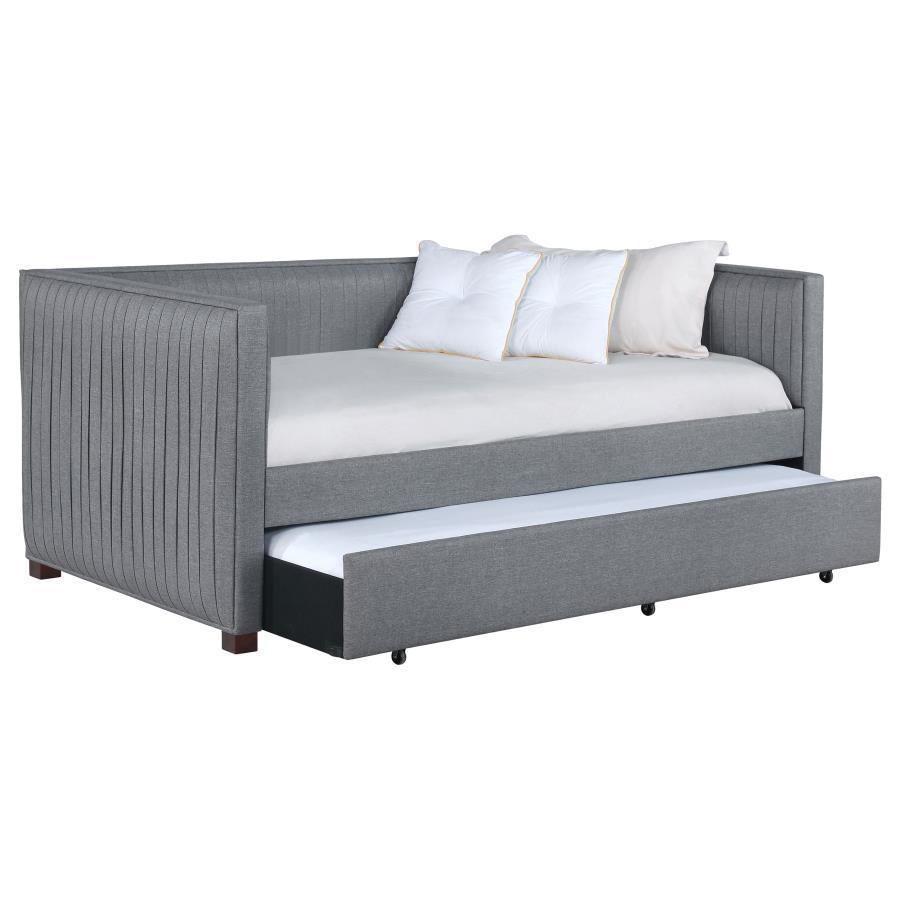 Brodie - Upholstered Twin Daybed With Trundle - Gray by CoasterEssence | Bel Furniture
