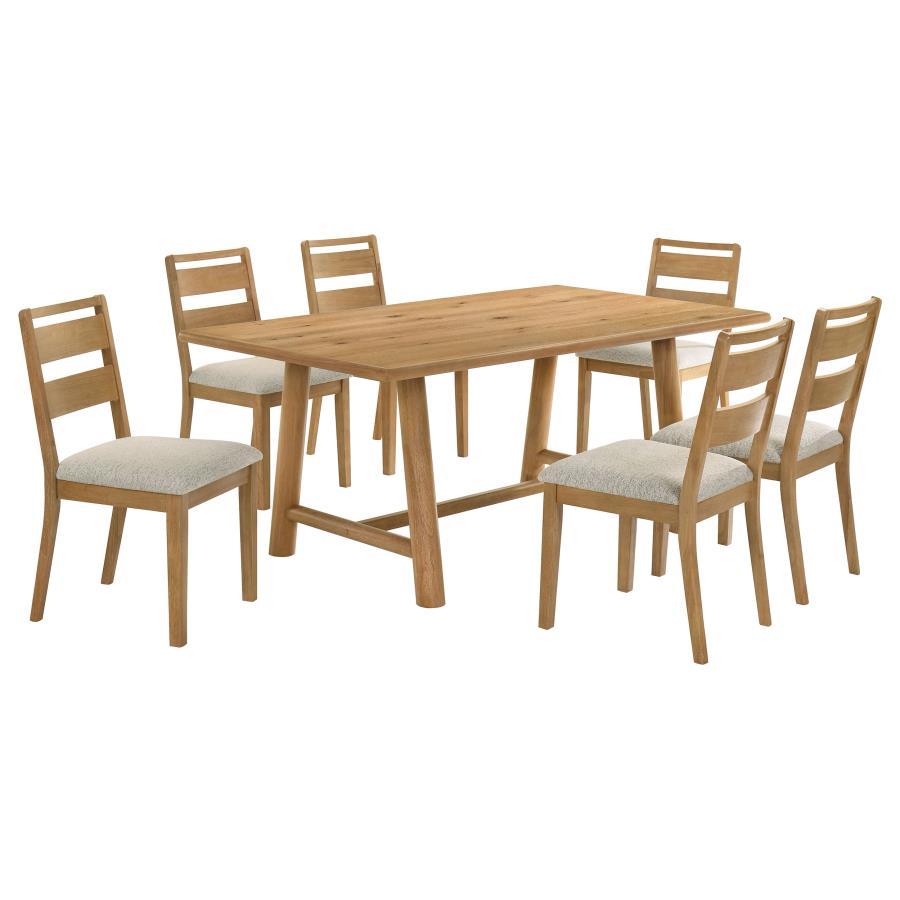 Duncan - 7 Piece Rectangular Wood Dining Table Set - Washed Oak