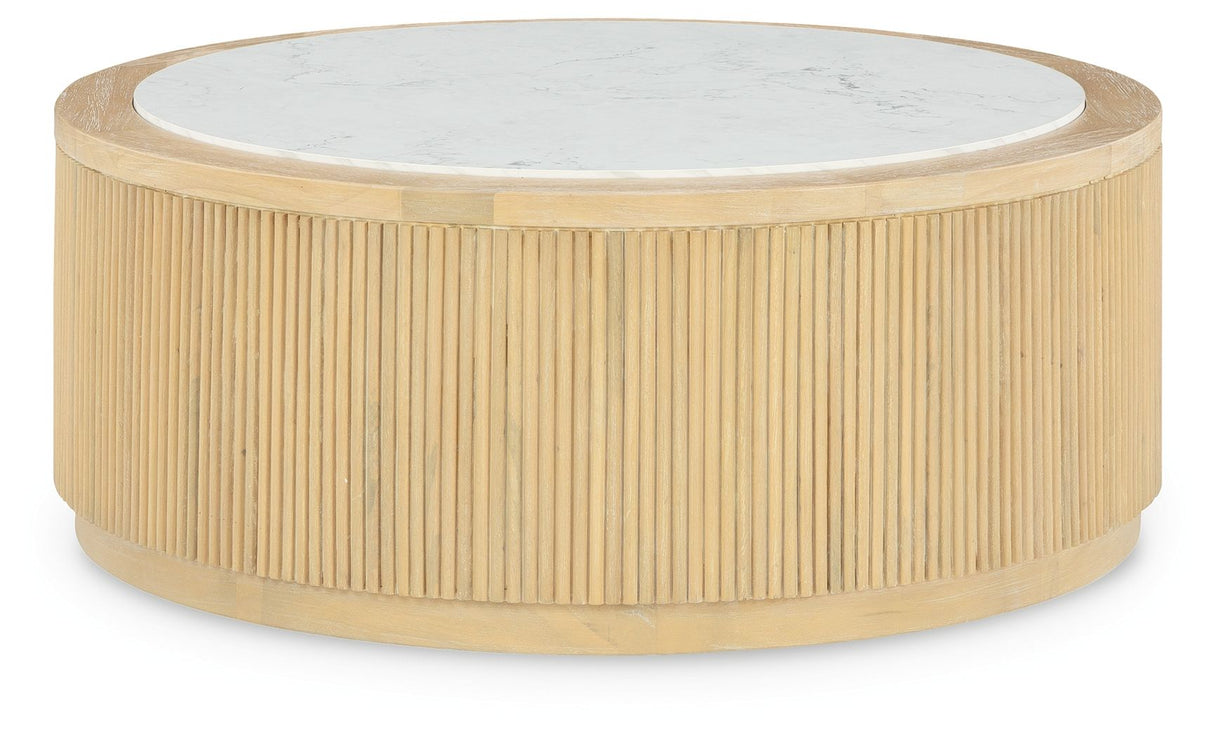 Camdill - Light Brown / White - Round Cocktail Table by Signature Design by Ashley® | Bel Furniture