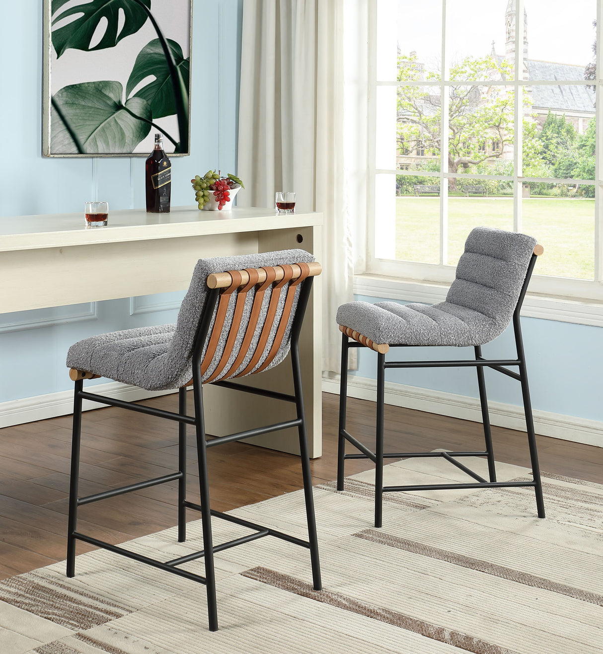 Lahni - 17" Boucle Fabric Counter Height Chair by Lilola Home | Bel Furniture