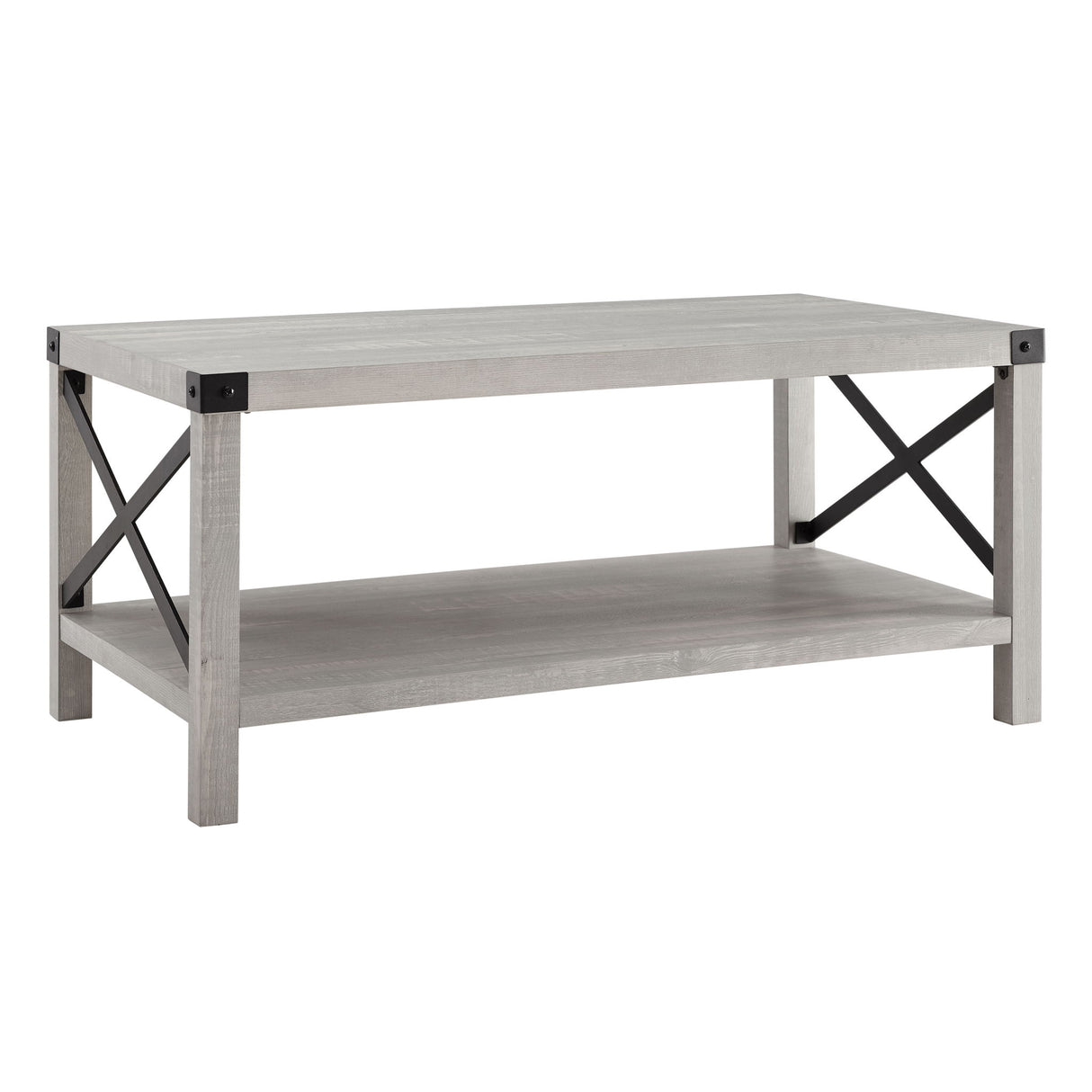 Farmhouse Metal X Table With Lower Shelf by Walker Edison | Bel Furniture