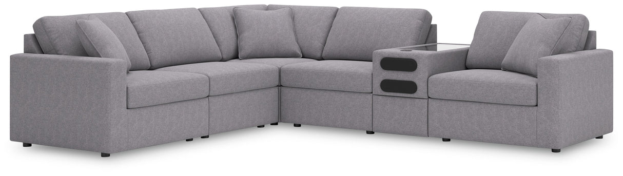 Modmax - Granite - Sectional Gray 6 Pc. Sectional With Audio Console by Signature Design by Ashley® | Bel Furniture