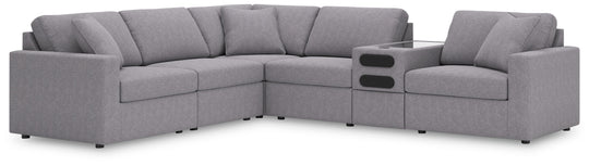 Modmax - Granite - Sectional Gray 6 Pc. Sectional With Audio Console by Signature Design by Ashley® | Bel Furniture