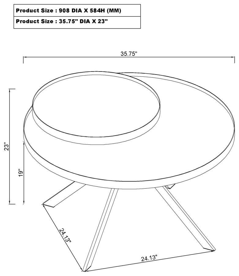 Briggs - Round Marble Printed Glass Top Coffee Table by Coaster Fine Furniture | Bel Furniture