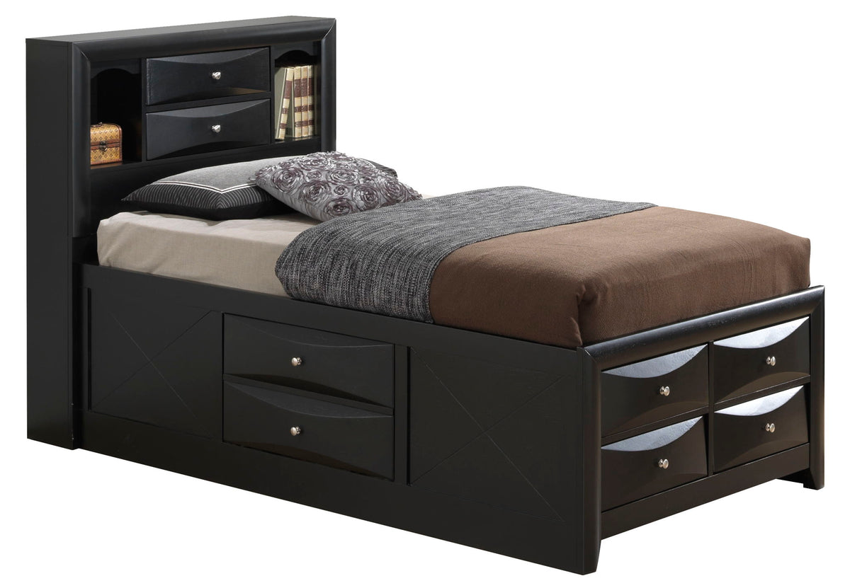 Modern Design Storage Bed With Bookcase Headboard